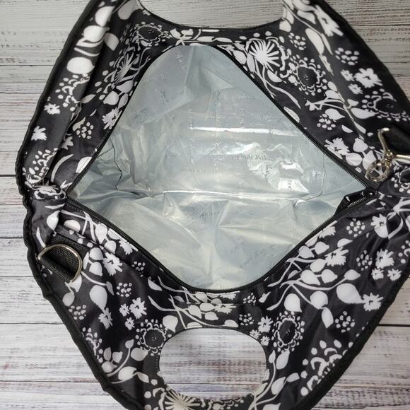 Thirty-One Party Floral Large Insulated Cooler Tote Black and White EUC - Picture 7 of 9